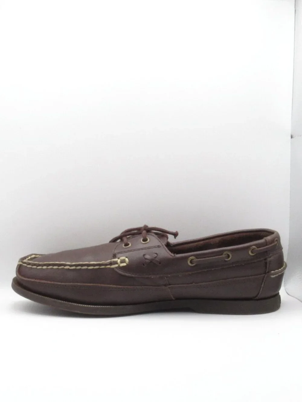 Polo Ralph Lauren Chocolate Brown Leather Boat Shoes Size 12 Good Condition